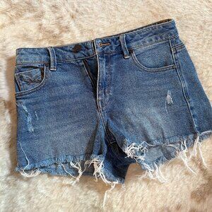 Lulu's Medium Wash High-Waisted Cutoff Denim Shorts